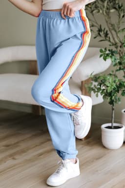 image-Light Blue Counting Rainbows High Waist Sweatpants