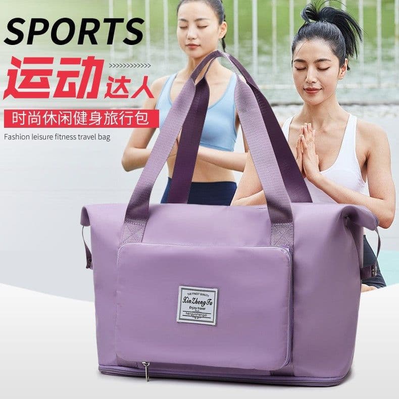 image-2021 new folding travel trolley bag dry and wet separation sports yoga gym bag outdoor travel storage bag