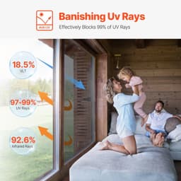 image-VEVOR Window Privacy Film, One Way Window Tint, Privacy Mirror Reflective Film, Sun Blocking Heat Control Glass, Self-Adhesive, See out Not in Window Film for Home and Office, Silver, 36 in x 49.3 ft