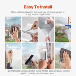 image-VEVOR Window Privacy Film, One Way Window Tint, Privacy Mirror Reflective Film, Sun Blocking Heat Control Glass, Self-Adhesive, See out Not in Window Film for Home and Office, Silver, 36 in x 49.3 ft