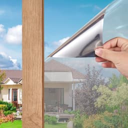 image-VEVOR Window Privacy Film, One Way Window Tint, Privacy Mirror Reflective Film, Sun Blocking Heat Control Glass, Self-Adhesive, See out Not in Window Film for Home and Office, Silver, 36 in x 49.3 ft