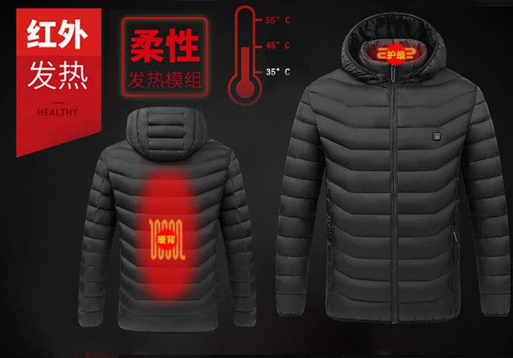 image-Heating cotton-padded clothes men's USB charging smart electric heating clothes to keep warm cotton-containing hooded jacket cross-border hot-selling cotton-padded clothes