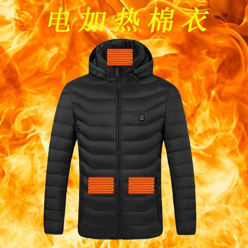 image-Heating cotton-padded clothes men's USB charging smart electric heating clothes to keep warm cotton-containing hooded jacket cross-border hot-selling cotton-padded clothes