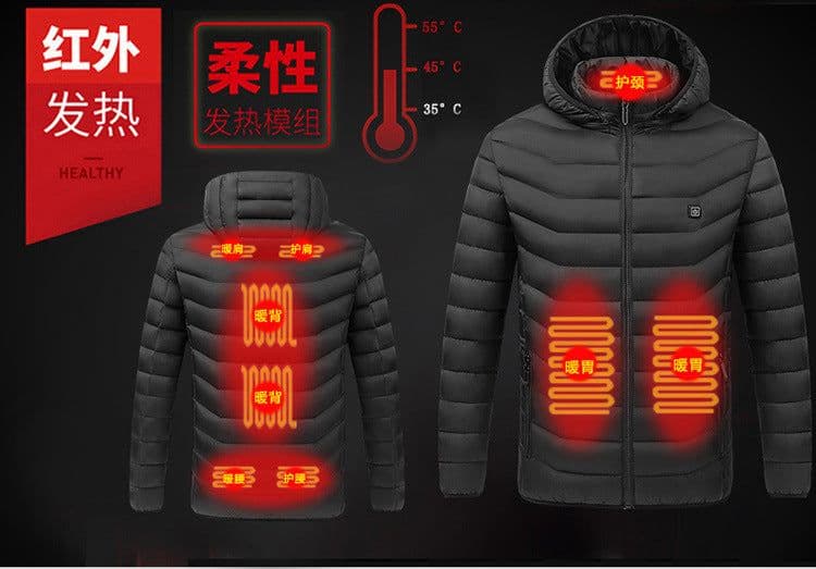 image-Heating cotton-padded clothes men's USB charging smart electric heating clothes to keep warm cotton-containing hooded jacket cross-border hot-selling cotton-padded clothes