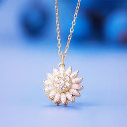 image-Super flash sunflower rotating necklace for women micro-encrusted zirconium sunflower pendant niche design cold style clavicle chain