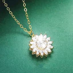 image-Super flash sunflower rotating necklace for women micro-encrusted zirconium sunflower pendant niche design cold style clavicle chain