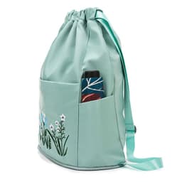 image-Drawstring backpack women canvas summer lightweight travel women's backpack foldable Oxford cloth embroidered school bag
