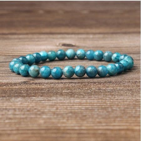 image-Natural Blue Apatite Bracelets Are Suitable For Men And Women To Wear Elastic Beaded Jewelry