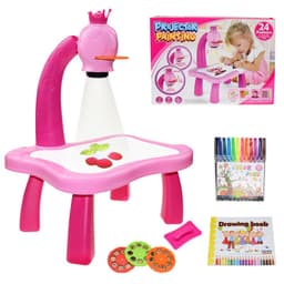 image-Children's intelligent projection painting toy, writing and drawing board, children's multi-function writing board, light and music projection table