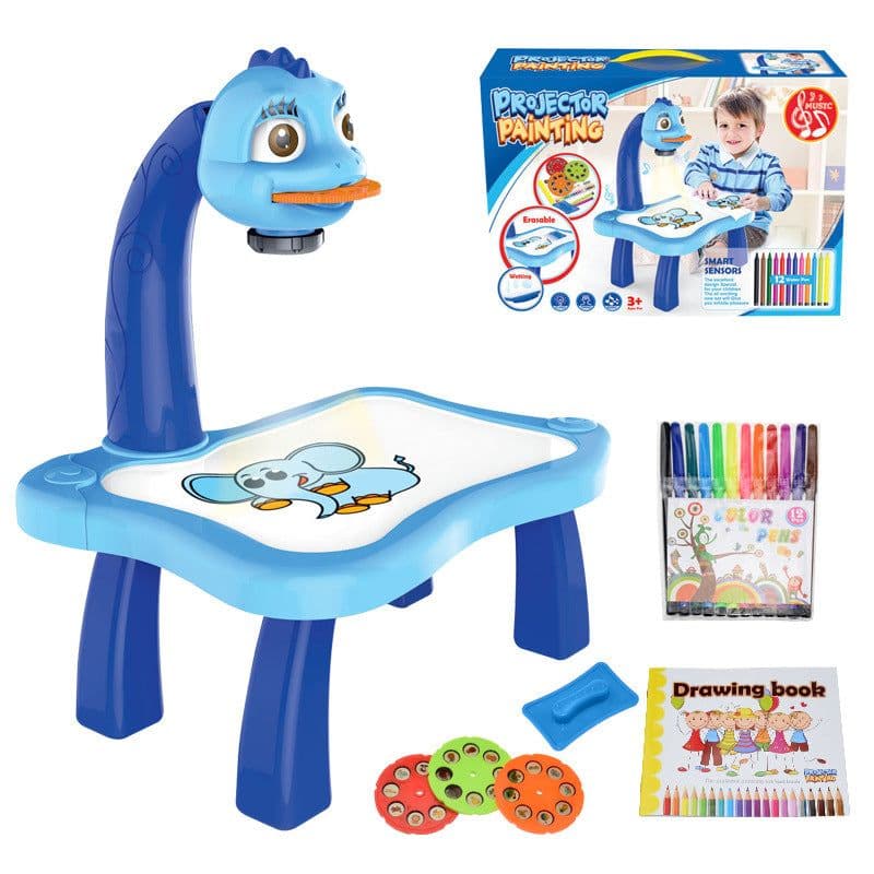 image-Children's intelligent projection painting toy, writing and drawing board, children's multi-function writing board, light and music projection table
