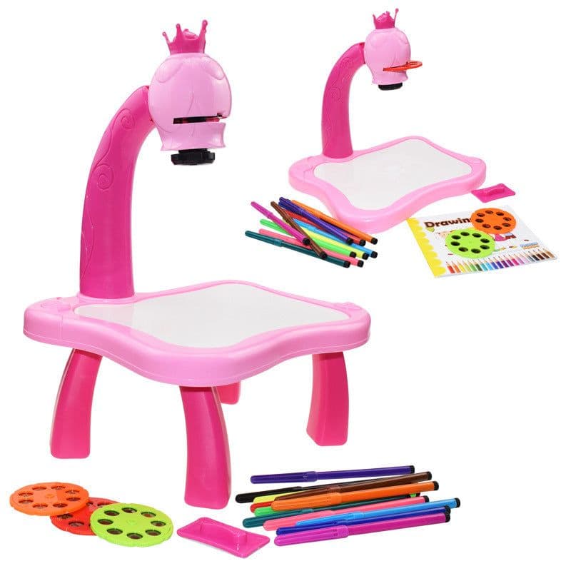 image-Children's intelligent projection painting toy, writing and drawing board, children's multi-function writing board, light and music projection table