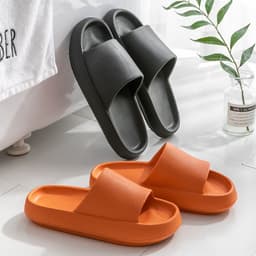image-2021 new thick-soled sandals and slippers to increase the sense of stepping on shit, summer home bathroom bathing household female couple male non-slip