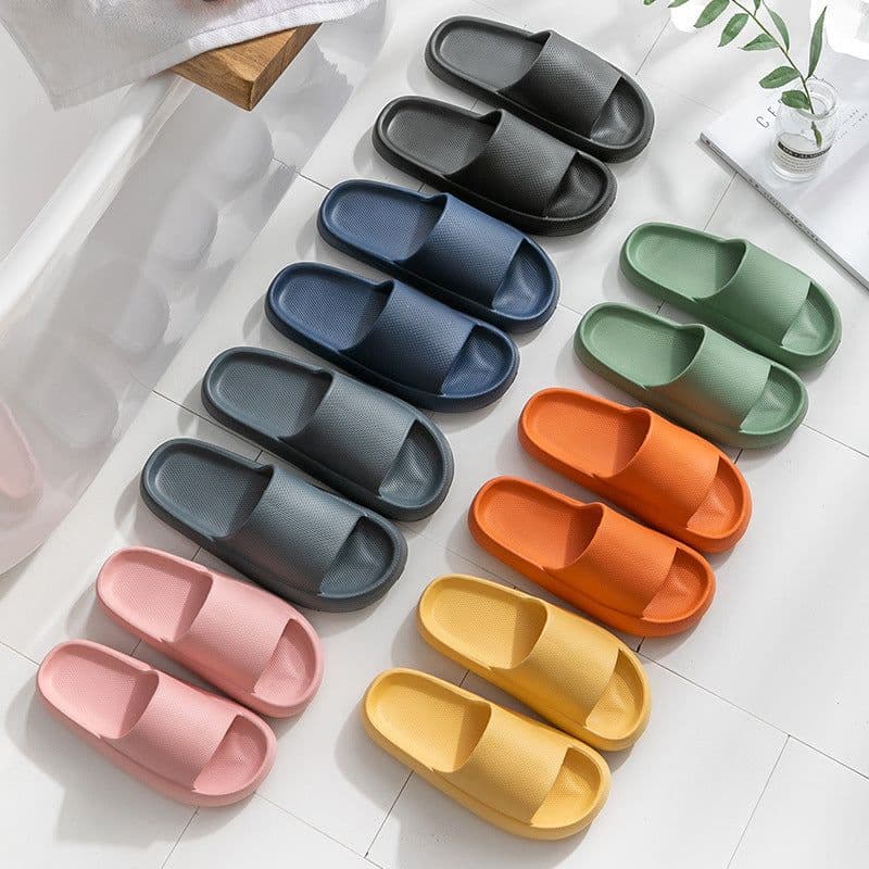 image-2021 new thick-soled sandals and slippers to increase the sense of stepping on shit, summer home bathroom bathing household female couple male non-slip
