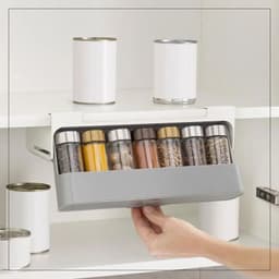 image-Home Kitchen Self-adhesive Wall-mounted Under-Shelf Spice Organizer Spice Bottle Storage Rack Kitchen Supplies Storage In Stock