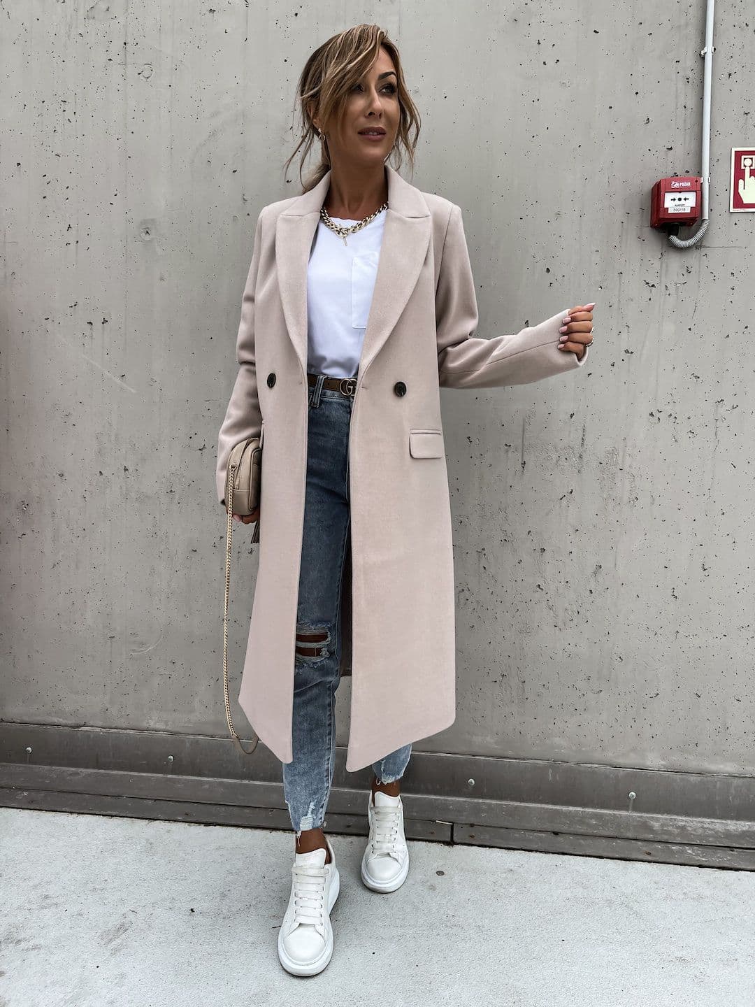 image-2021 Independent Station Wish Amazon Hot Autumn and Winter Long Suit Collar Woolen Coat Overcoat Female 88612