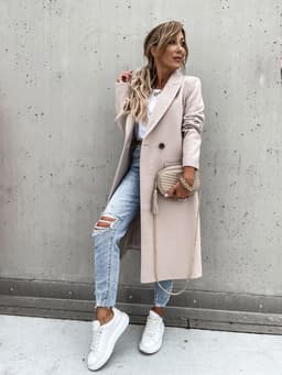 image-2021 Independent Station Wish Amazon Hot Autumn and Winter Long Suit Collar Woolen Coat Overcoat Female 88612