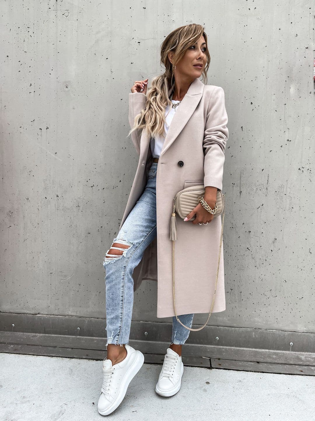image-2021 Independent Station Wish Amazon Hot Autumn and Winter Long Suit Collar Woolen Coat Overcoat Female 88612
