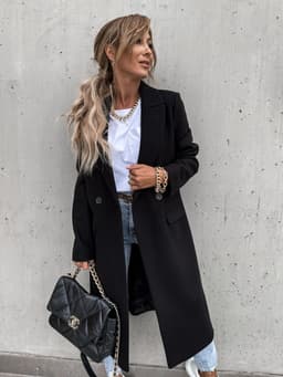 image-2021 Independent Station Wish Amazon Hot Autumn and Winter Long Suit Collar Woolen Coat Overcoat Female 88612