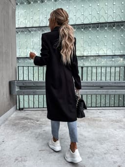 image-2021 Independent Station Wish Amazon Hot Autumn and Winter Long Suit Collar Woolen Coat Overcoat Female 88612