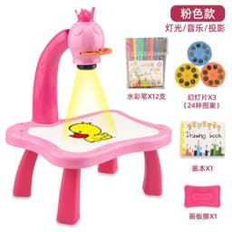 image-Multifunctional projection painting table with sound and light graffiti drawing writing board deer cartoon shape children's toy set