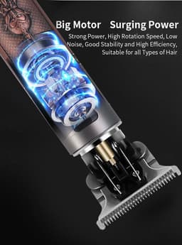 image-Cross-border electric hair clipper with LCD digital display to send cloth electric hair clippers engraving push white retro oil head T9 bald hair clippers