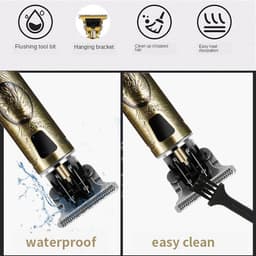 image-Cross-border electric hair clipper with LCD digital display to send cloth electric hair clippers engraving push white retro oil head T9 bald hair clippers