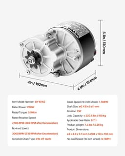 image-VEVOR 250W Electric Powerful DC Motor Kit - 24V 2700rpm Brushed Motor with Upgraded Speed Controller, Throttle Grip Kit for Go Karts E-Bike Motorcycle Scooter
