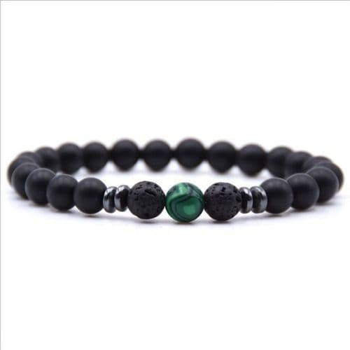 image-Cross-border explosive accessories 8mm frosted black volcanic stone amber stone weathered stone female energy yoga bracelet wholesale