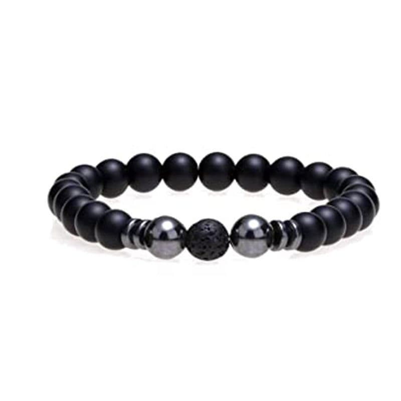 image-Cross-border explosive accessories 8mm frosted black volcanic stone amber stone weathered stone female energy yoga bracelet wholesale