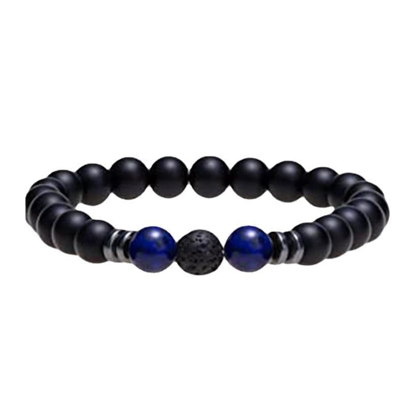 image-Cross-border explosive accessories 8mm frosted black volcanic stone amber stone weathered stone female energy yoga bracelet wholesale