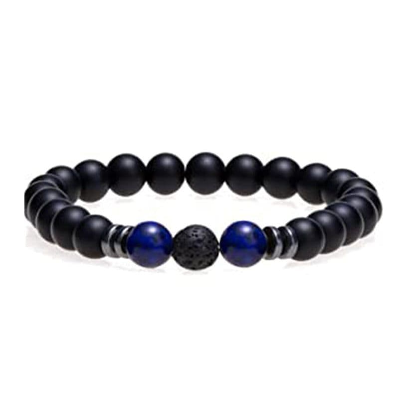 image-Cross-border explosive accessories 8mm frosted black volcanic stone amber stone weathered stone female energy yoga bracelet wholesale