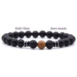 image-Cross-border explosive accessories 8mm frosted black volcanic stone amber stone weathered stone female energy yoga bracelet wholesale