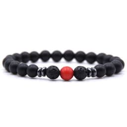 image-Cross-border explosive accessories 8mm frosted black volcanic stone amber stone weathered stone female energy yoga bracelet wholesale