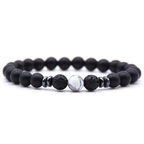 image-Cross-border explosive accessories 8mm frosted black volcanic stone amber stone weathered stone female energy yoga bracelet wholesale