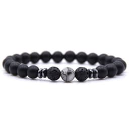 image-Cross-border explosive accessories 8mm frosted black volcanic stone amber stone weathered stone female energy yoga bracelet wholesale