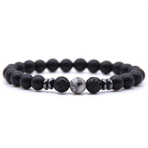 image-Cross-border explosive accessories 8mm frosted black volcanic stone amber stone weathered stone female energy yoga bracelet wholesale