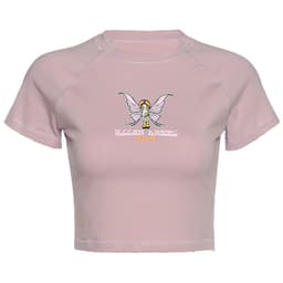 image-European and American fashion 2021wish summer women's new round neck short-sleeved printed slim yoga navel all-match T-shirt