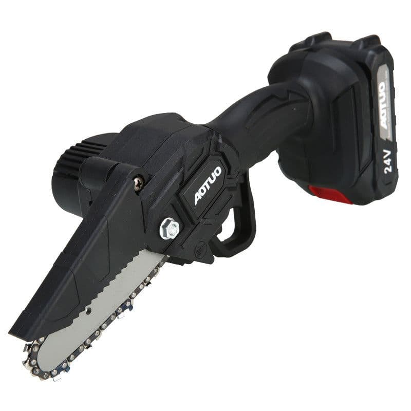 image-4 inch small rechargeable lithium electric saw, garden logging and trimming electric saw, lithium electric chain saw, mini electric saw