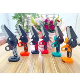 image-4 inch small rechargeable lithium electric saw, garden logging and trimming electric saw, lithium electric chain saw, mini electric saw