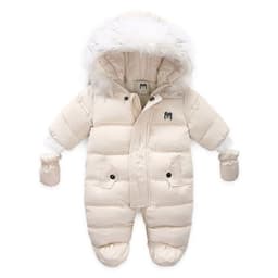 image-Autumn and winter children's thickened romper for European and American export hot style winter plus velvet baby children's jumpsuit jacket with gloves