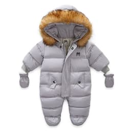 image-Autumn and winter children's thickened romper for European and American export hot style winter plus velvet baby children's jumpsuit jacket with gloves