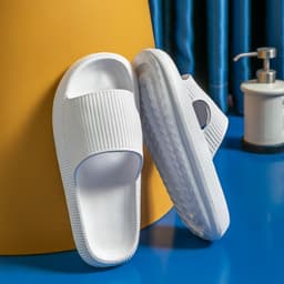 image-Wholesale mute slippers female summer men's outerwear home anti-slip thick bottom light home bathroom couple sandals and slippers