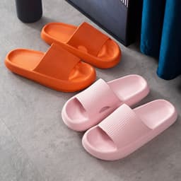 image-Wholesale mute slippers female summer men's outerwear home anti-slip thick bottom light home bathroom couple sandals and slippers