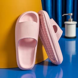image-Wholesale mute slippers female summer men's outerwear home anti-slip thick bottom light home bathroom couple sandals and slippers