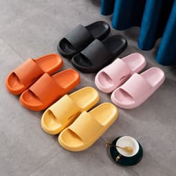 image-Wholesale mute slippers female summer men's outerwear home anti-slip thick bottom light home bathroom couple sandals and slippers