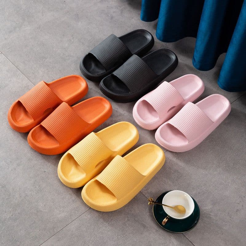 image-Wholesale mute slippers female summer men's outerwear home anti-slip thick bottom light home bathroom couple sandals and slippers