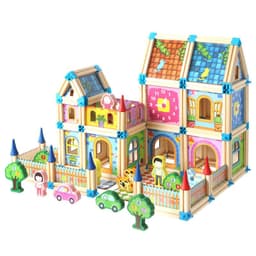 image-Children's fun creative building masters assembling building blocks puzzle early education assembling house model games wooden toys