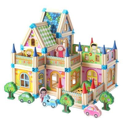 image-Children's fun creative building masters assembling building blocks puzzle early education assembling house model games wooden toys