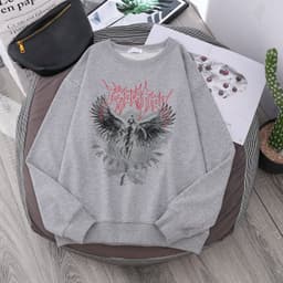 image-AliExpress wish cross-border new long-sleeved round neck loose street dark Harajuku fleece Y2K sweater