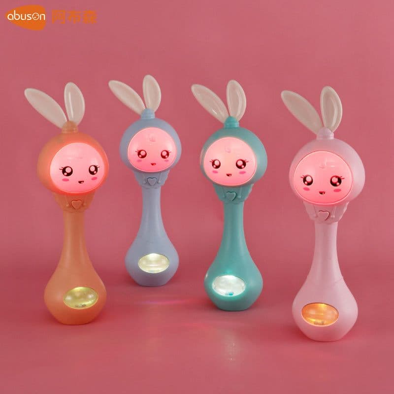 image-(Chinese/English) Baby toys, light, rattle, music, rhythm stick, 0-1 year old gutta-percha baby early education toy
